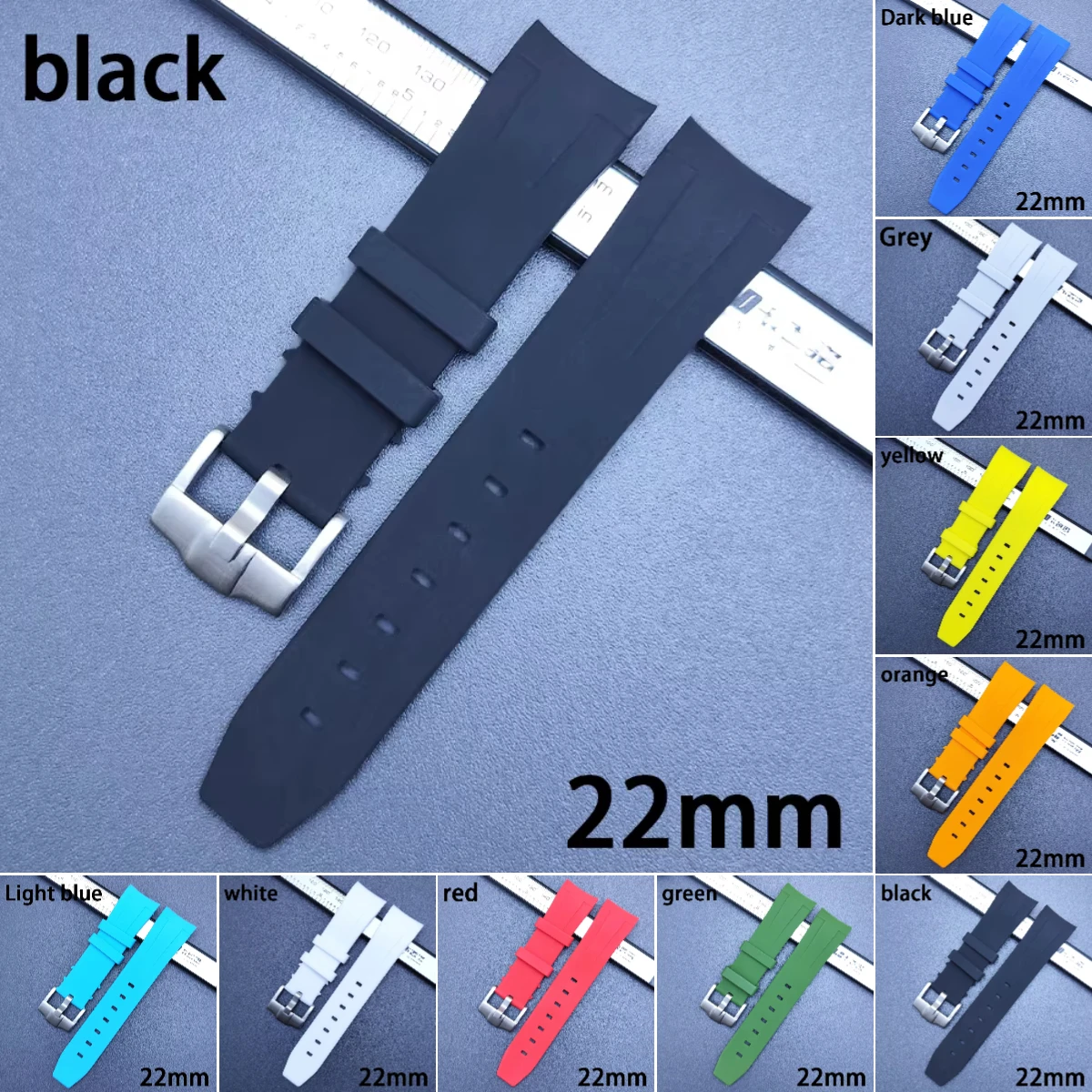 

Резиновый ремешок 22 мм, подходит для корпуса SKX007, черный, зеленый, оранжевый, синий, белый, красный, силиконовый ремешок для часов, сменный ремешок, аксессуары для мужских часов