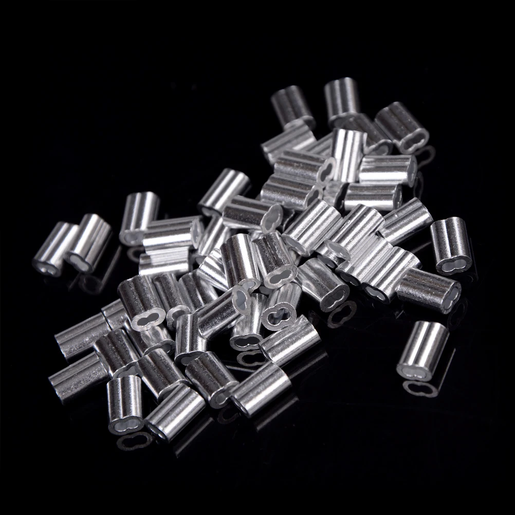 1.5mm Wire Rope Cable Clamp Accessories, 50Pcs Aluminum Crimp Sleeves
