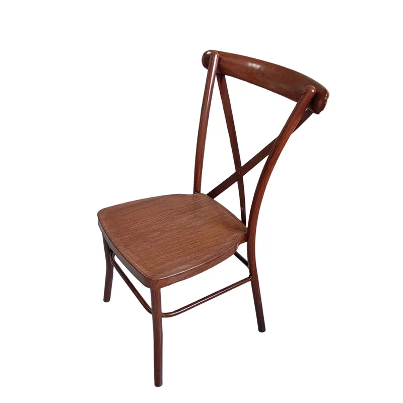 & Wrought-iron Wood-grain Fork-back Foldable Modern Minimalist Dining Chair for Home Office Reception