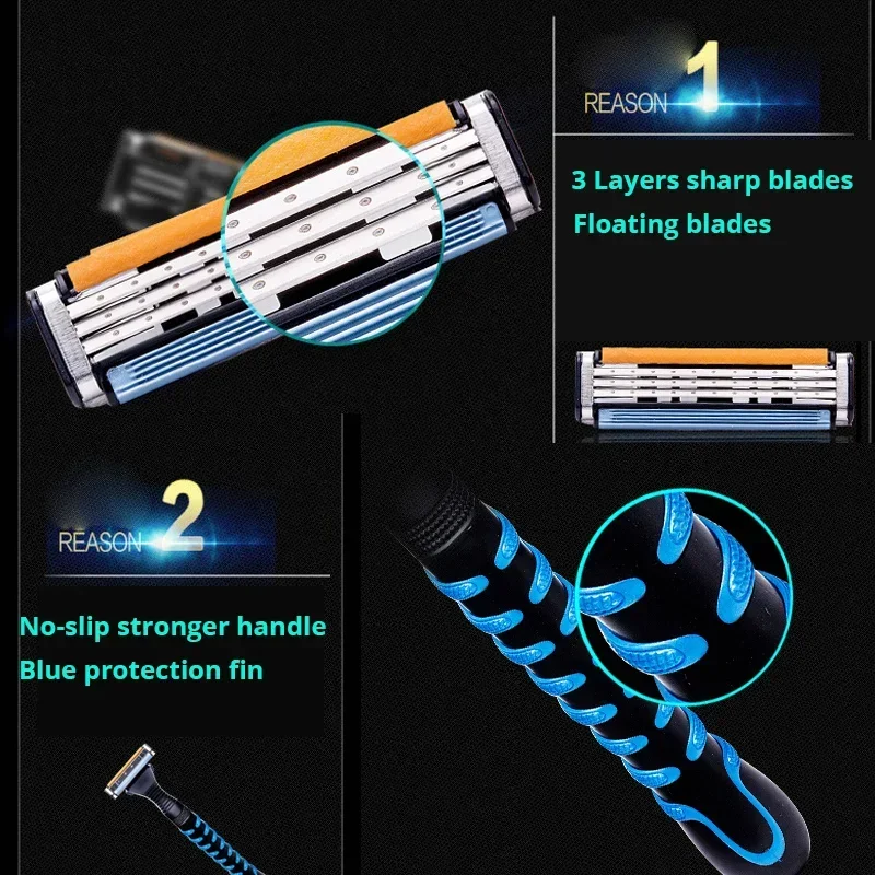 Gillette Vector 3 Pisau 3 Lapisan Pisau Cukur Pengaman Isi Ulang Penghilang Rambut Cukur Jenggot Wajah untuk Pria Penggunaan Mesin Cukur Manual