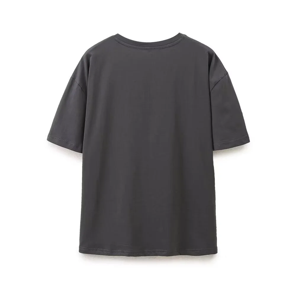 女性用ラウンドネックTシャツ,プリント,カジュアル,多用途,新製品,ファッショナブル,夏,2024