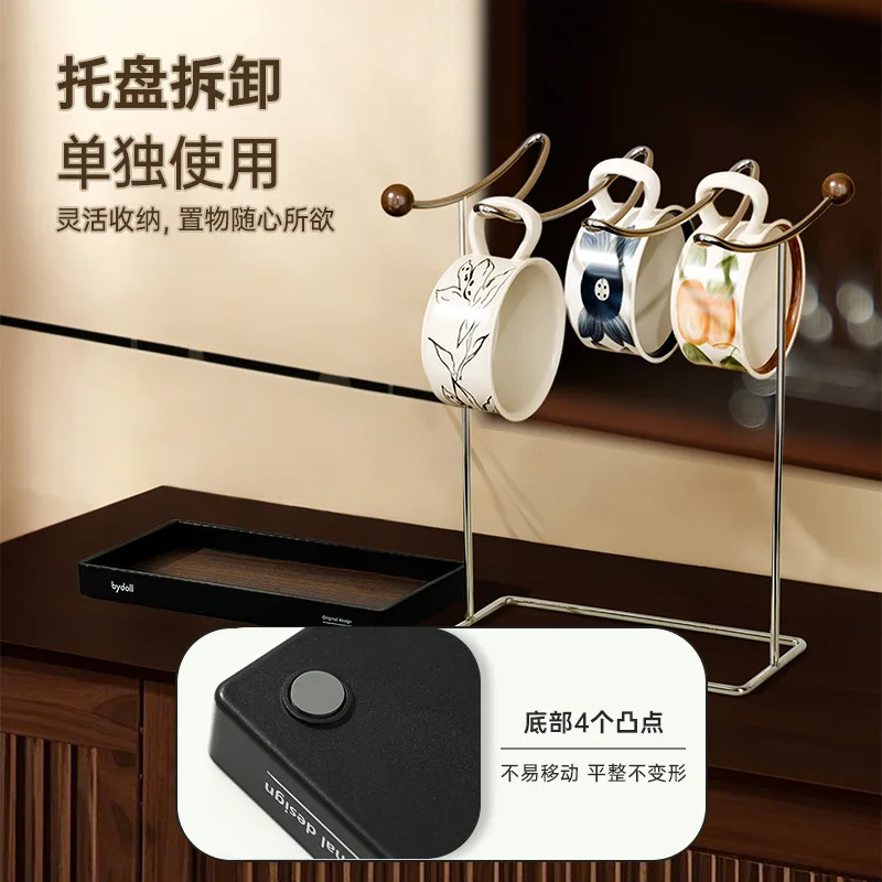 Mug rack with drainage tray kitchen countertop shelf cup tea cup coffee cup storage rack