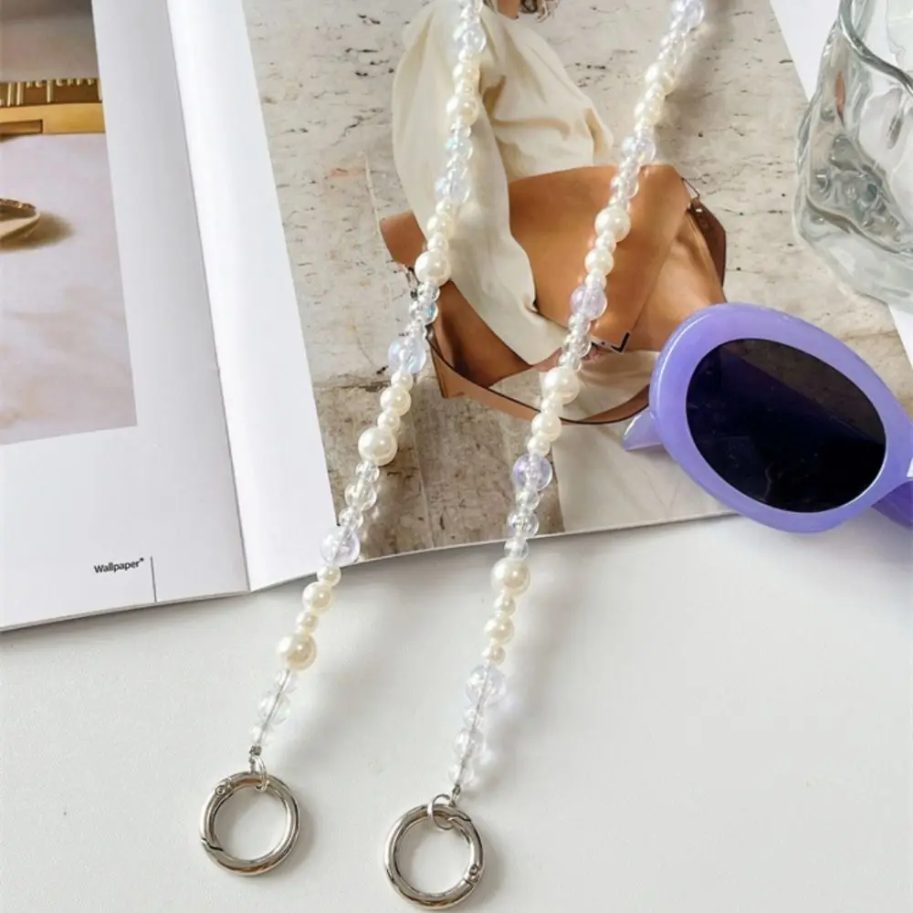 Transparente correntes de telefone móvel pérola anti-perdido crossbody telefone pendurado corrente jóias berloque crossbody telefone cordão