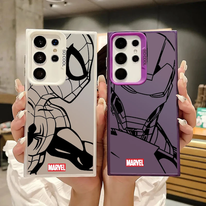 Marvel Iron Man SpiderMan Art For Samsung A71 A52 A53 A51 A34 A33 A32 A21S A23 A15 A12 A13 A05 5G Colorful Silver Funda