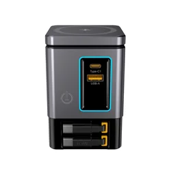 6-in-1 105W Charging Station with Retractable USB-C Cable Power Combo Tower for Multiple Devices Fast Charger for iPhone, Airpod