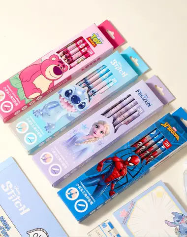 12 st tecknade pennor Stitch Lilo & Stitch Spiderman Frost tecknade HB-pennor Roller Stationery Box Set Skrivning och teckning 8 best sales stygnpennor - №5