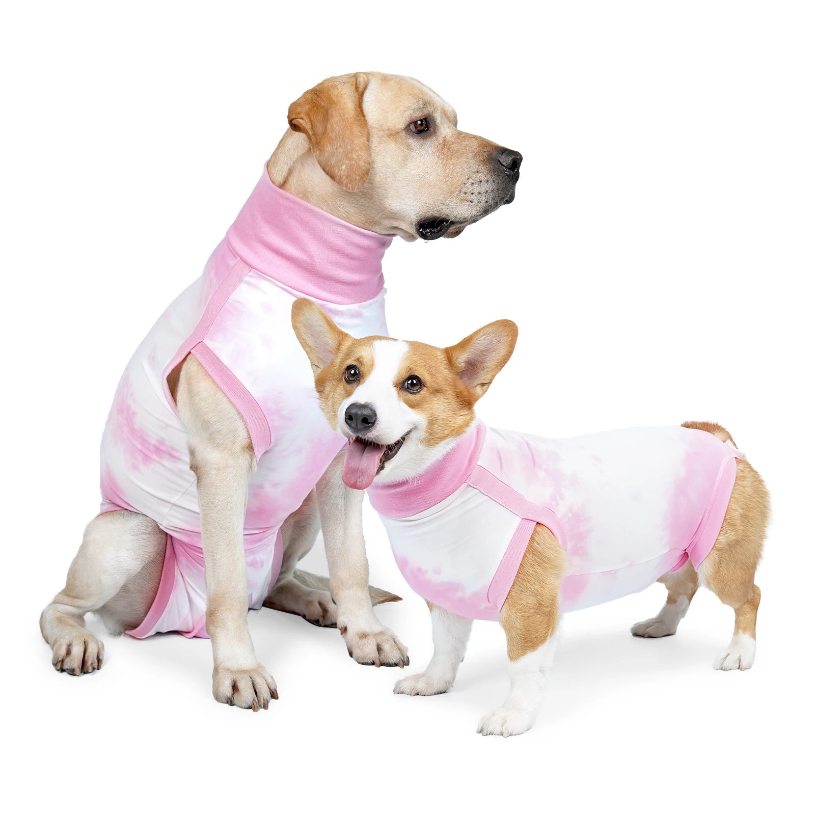 Tie Dye Sleeveless Dog Recovery Suit Soft Stretch High Collar Sterilization After Surgery Pet Bodysuit Anti Licking Wound Clothe