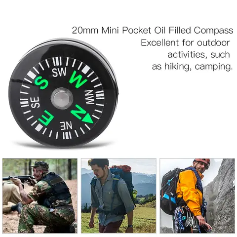 12pcs 20mm Mini Pocket Oil Filled Compass Survival Compasses For Hiking Camping Outdoor Activities Accessory