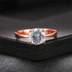 Double Fair Top Quality Round AAA+ Cubic Zirconia Rose Gold Color Fashion Jewelry Rings For Women Engagement DFR333