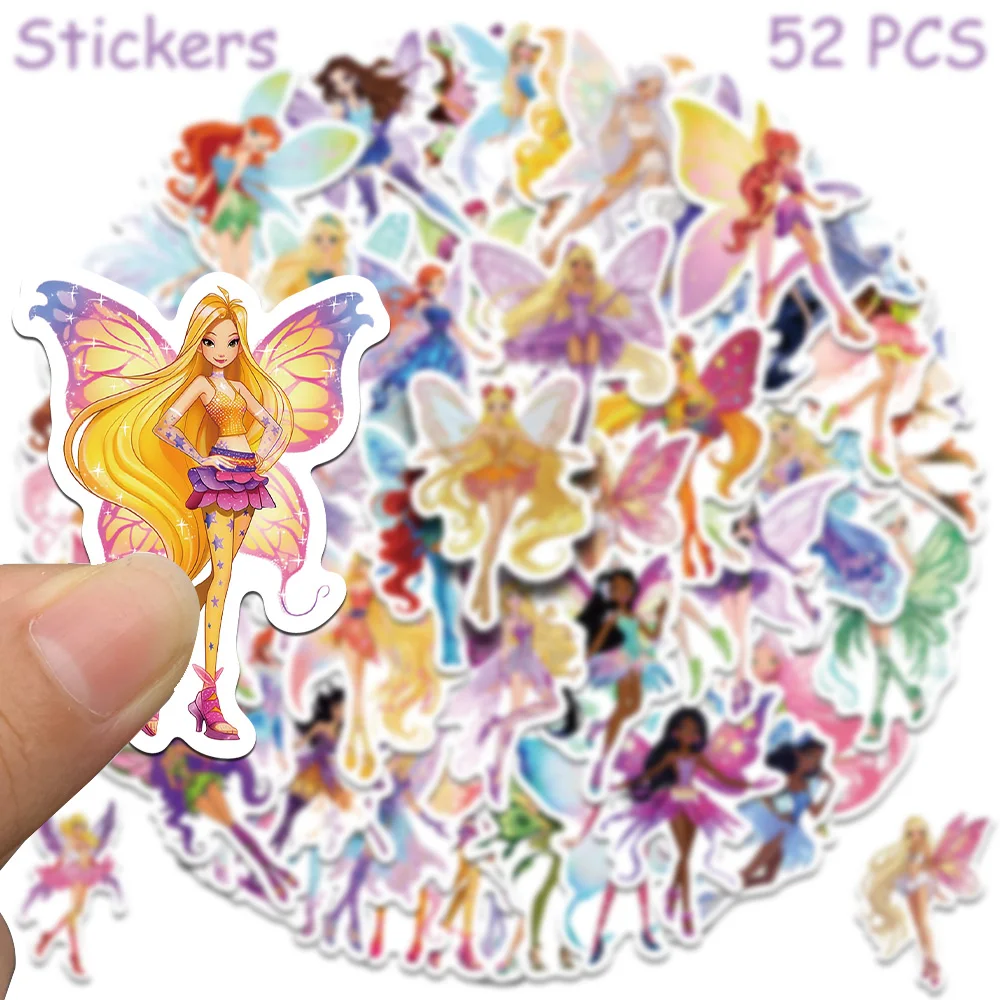 52 個漫画かわいい花妖精ステッカーデカール電話ラップトップスクラップブックスーツケースヘルメット DIY 落書き美的ステッカー