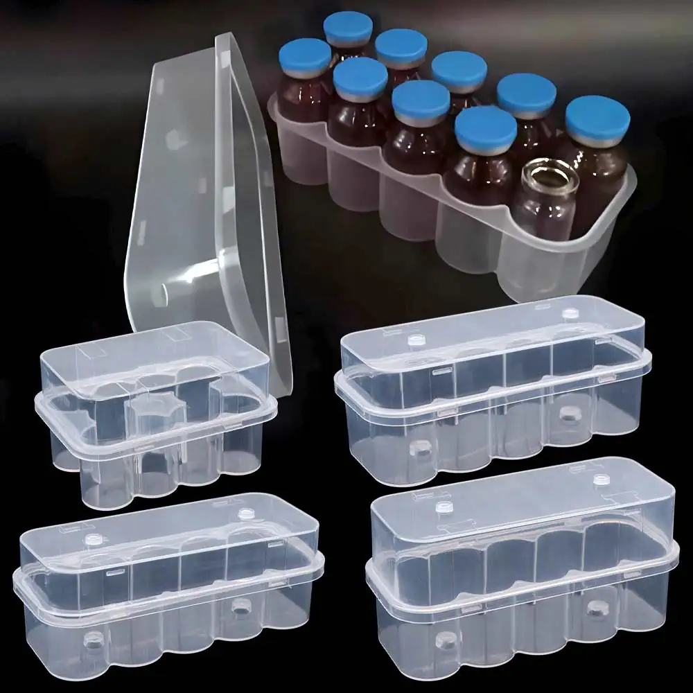 3/5/7/10 ML Insulin Vial Storage Case Transparent Plastic Clear Vial Box Wear-resistant 10-Slot Mini Vial Holder Home Outdoor