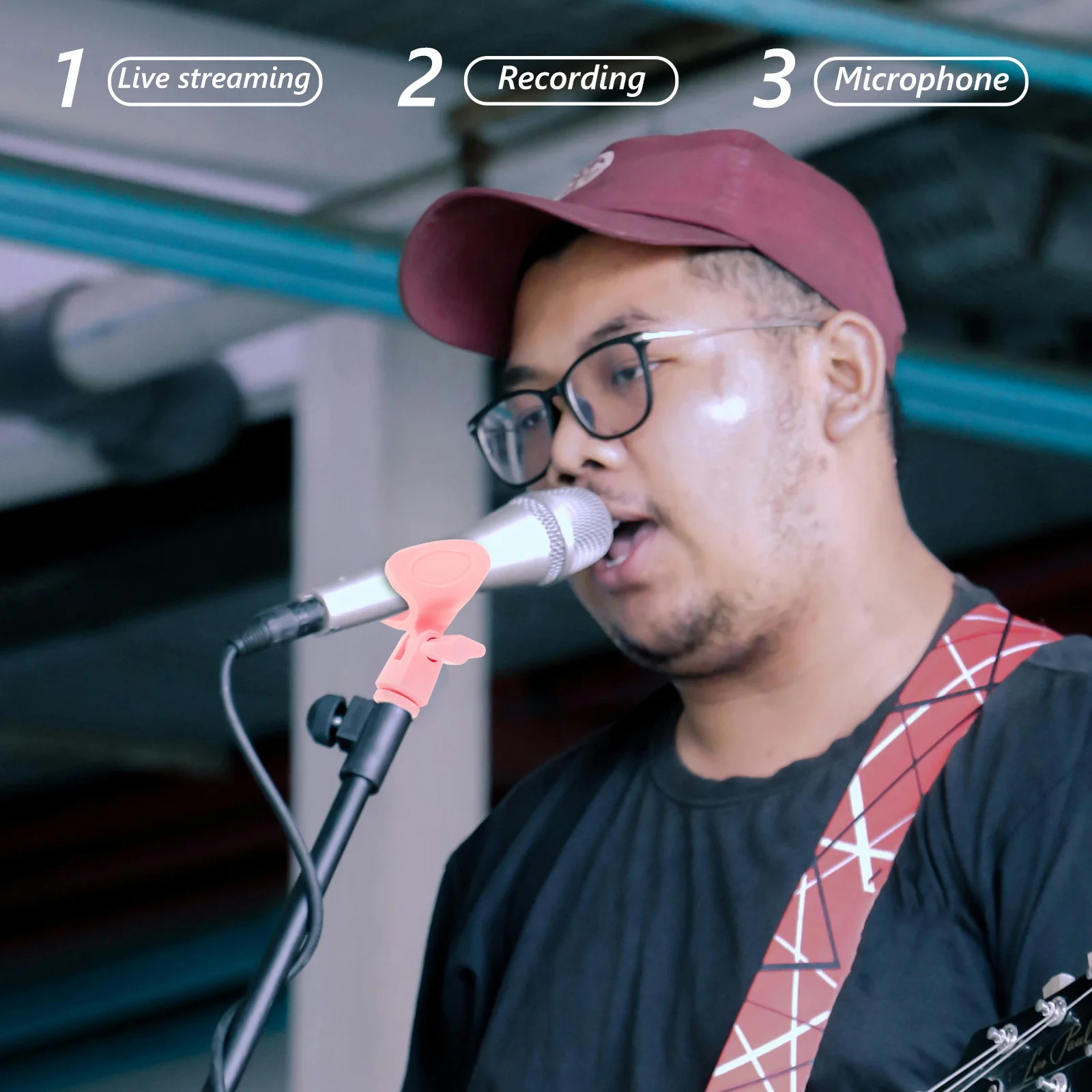 

5Pcs Adjustable Pink Mic Holder Spring Clamp for Broadcasting Stands Recording Streaming Microphone Holder Clip