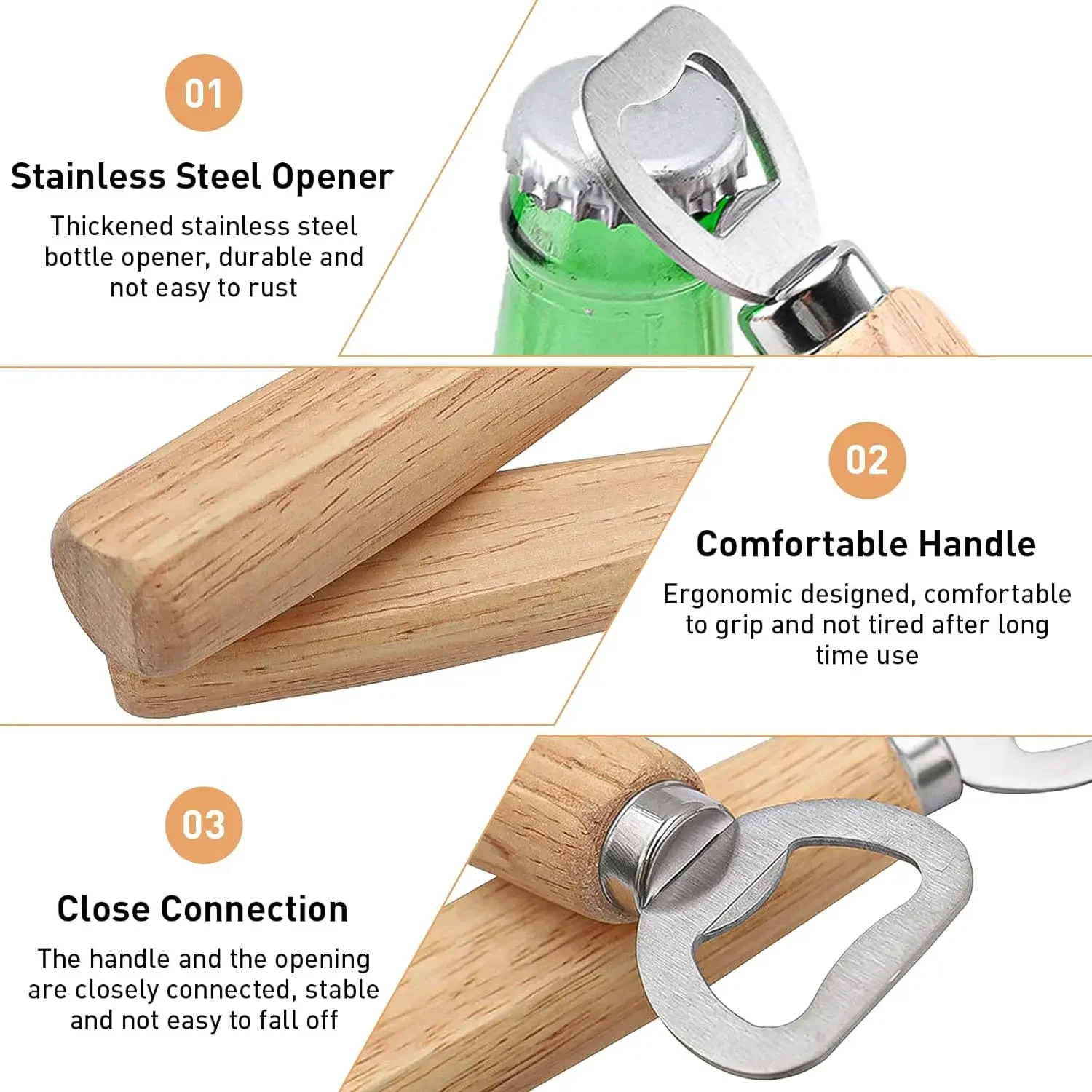 1-20PCS Wooden Bottle Opener Beer Can Opener Household Kitchen Bar Tools for Home Handle Handheld Wine Soda Glass Cap Gadgets