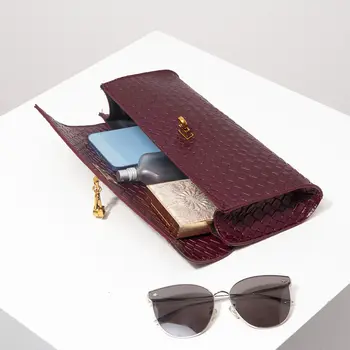 復古仿皮編織法國包,翻蓋女士手拿包,優雅晚宴包,酒紅色錢包,女士禮服派對包,婚禮用品(圖案隨機) 8 最佳銷售 紅色編織袋 - №7