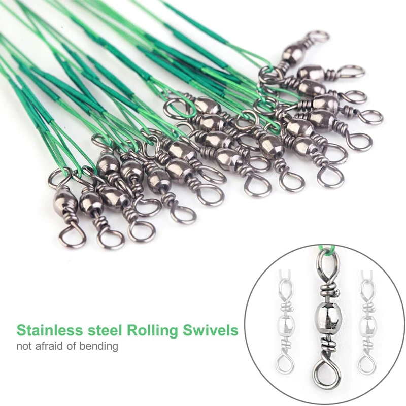 Stainless Steel Wire Trace Leader Anti Bite Fishing Line with Swivel Snap Connector Saltwater Freshwater Pike Bass Tuna Lure Tac - view 4