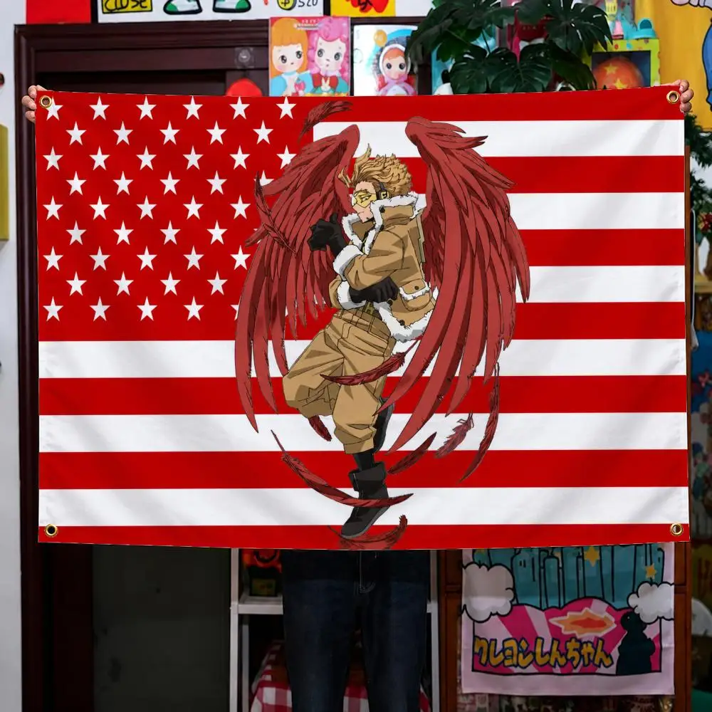 Anime My Hero Academia MHA Hawks Keigo Flags Wall Hanging Background Flag Wall Decor Banners for Outdoor Bedroom Dorm Room Decor