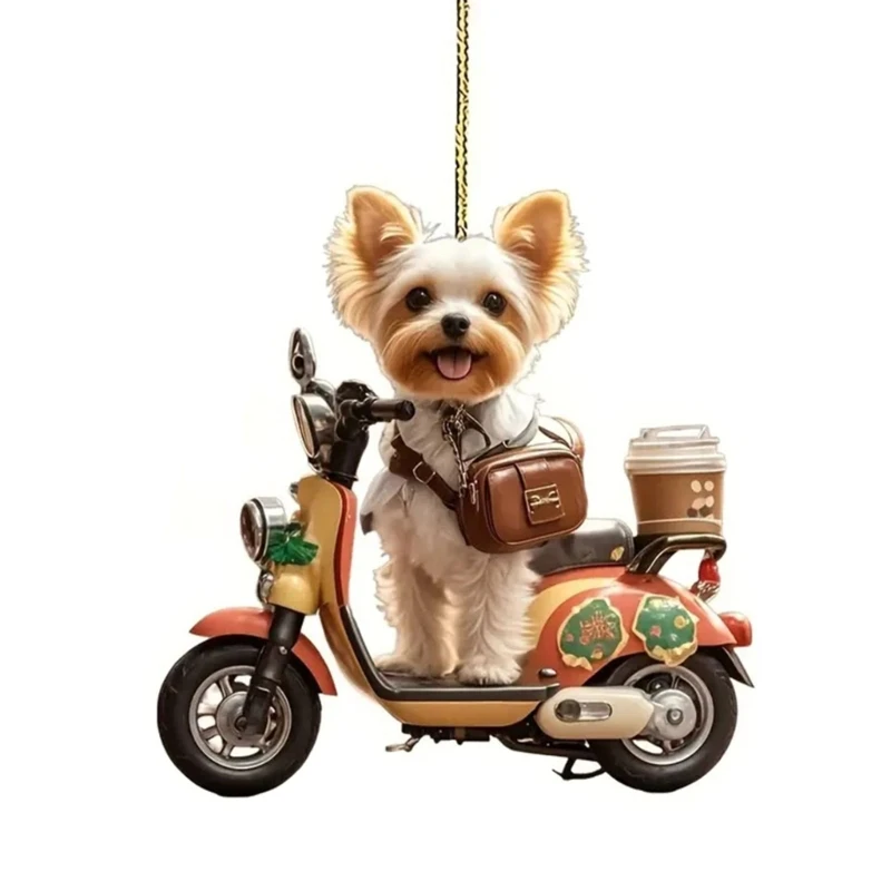400B Flat Dog Riding Motorbike Keychain Pendant For Car Decoration Backpack Ornament