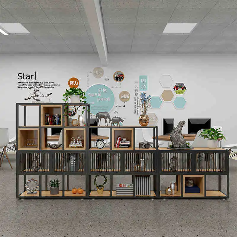 Wrought iron shelves, western restaurant decorative partition racks, flower racks, office study, low screen floor book