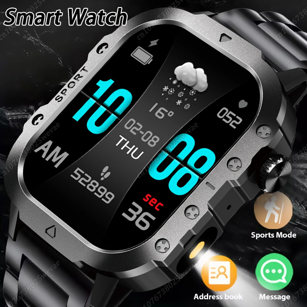 

2026 New Military Smart Watch Men IP67 3ATM Waterproof Outdoor Sports Fitness Tracker Health Monitor Bluetooth Call Smartwatch