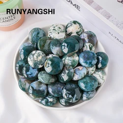 1PC Green Moss Agate Stone Worry Stone Natural Gem Polished Healing Crystals Jewelry DIY Accessory pendant