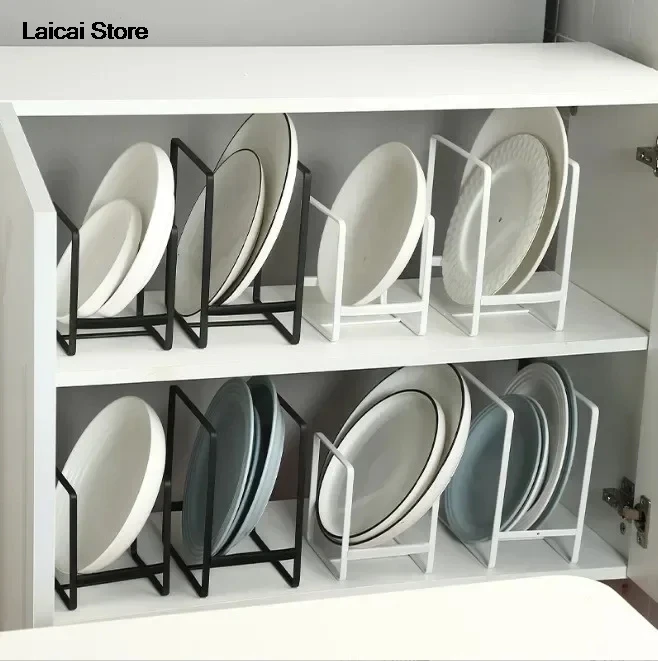 

1pc Kitchen Cabinet Plate Storage Countertop Dish Rack Drawer Dinner Plate Partition Drain Rack Layered Storage Rack Accessories