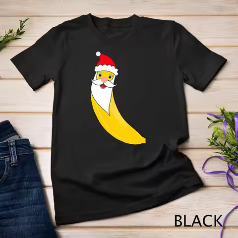 Christmas Banana Santa Claus Hat Funny Merry Christmas gift Unisex T shirt