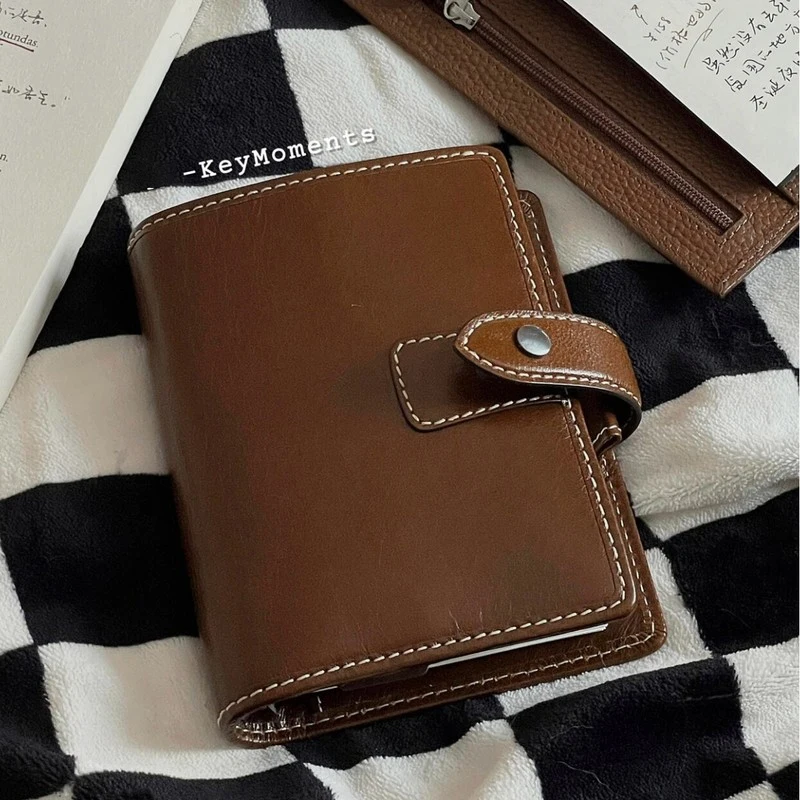 Grey M5 Leather Notebook Portable Pocket Books With 60 Blank Inner Page Loose Leaf Notebook Suitable For Children Back To School