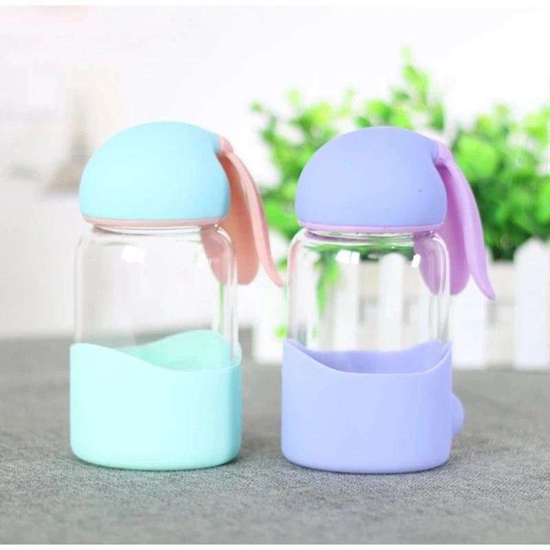 Cute rabbit shape Water Bottle,Cartoon Scrub Sports Space Fruit Juice Plastic Drinkware,Water Bottle Eco-Friendly,Christmas gift