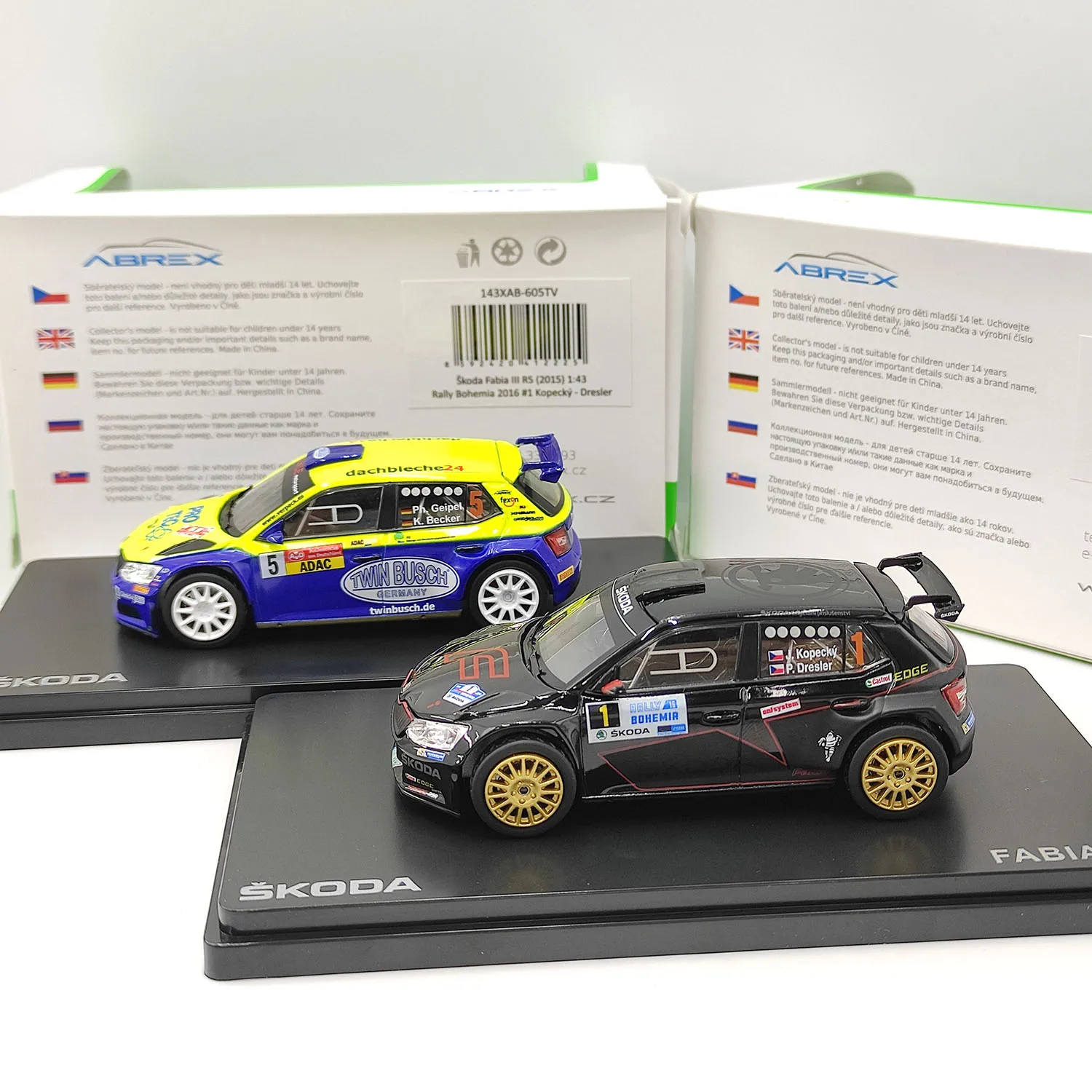 Diecast ABREX 1/43 Scale SKODA Fabia R5 2015 Alloy Car Model Collectible Toy Gift Souvenir Display Ornament