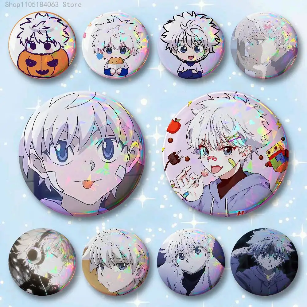 

Killua Zoldyck Badges 25 32 44 58 75 mm Round Cosplay Pin Bag Decor Fans Collect Friends Gifts Brooch Souvenir