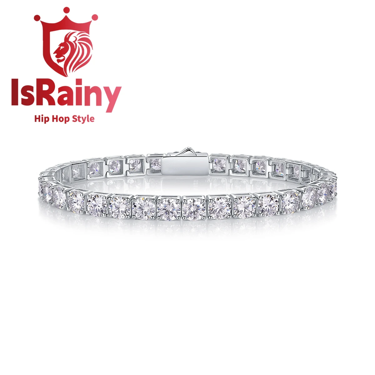 

IsRainy Hip Hop Rock 100%925 Sterling Silver Round Cut VVS1 D Real GRA Moissanite Diamonds Tennis Chain Bracelets Fine Jewelry