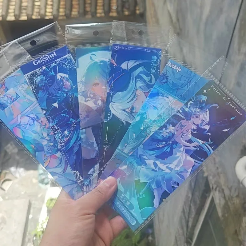 

6 шт./упак. аниме игра Genshin Impact лазерный билет прямоугольная закладка Focalors Furina de Fontaine ЛОМО открытка подарок на день рождения