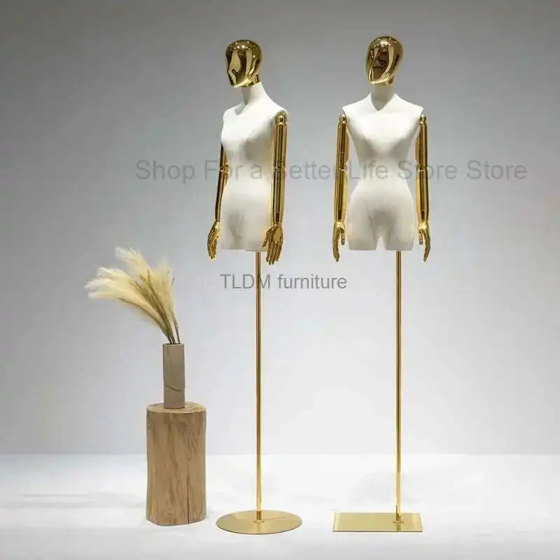 

Clothing Store Mannequins Female's Clothing Electroplating Linen Model Stands Props Female Dummy Mannequin Display Stands