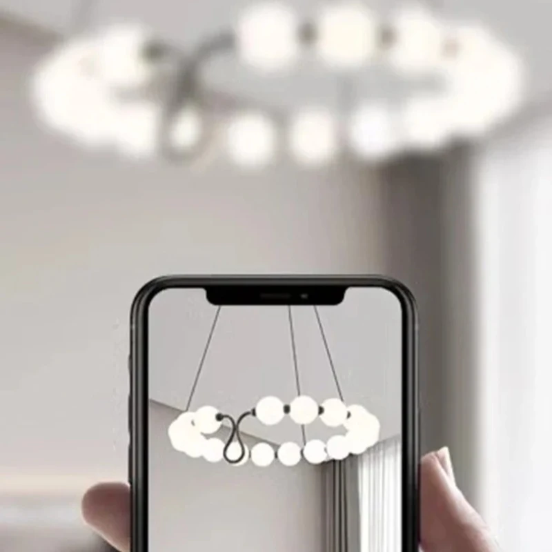 Nordic Art Round Acrylic Ball Led Chandelier Kitchen Dining Bedroom Coffee Tables Designer Decor Lusters Ceiling Pendant Lamp