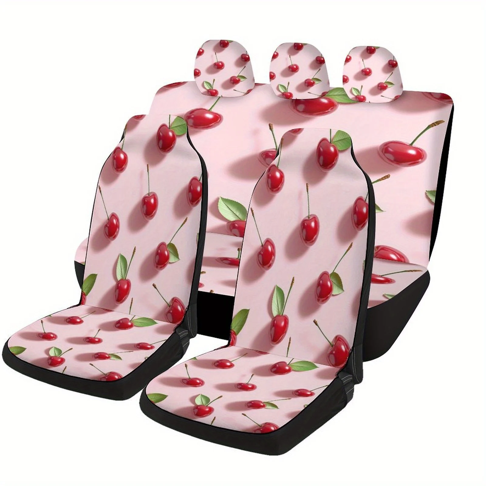 

Cherry Pattern Designed Car Seat Covers Set For Most Cars, Fashionable Decorative Car Seat Protector Covers Full Set, Universal