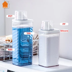 METKA  Clear Laundry Powder Detergent Dispenser Airtight Cereal Noodle Nuts Jar with Lid Kichen Food Storage Container