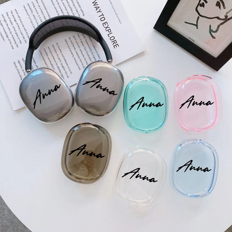 Personalization Name Customized Protective For Apple Airpods Max Earphone Case Transparent Soft Silicon Headphone Accessories