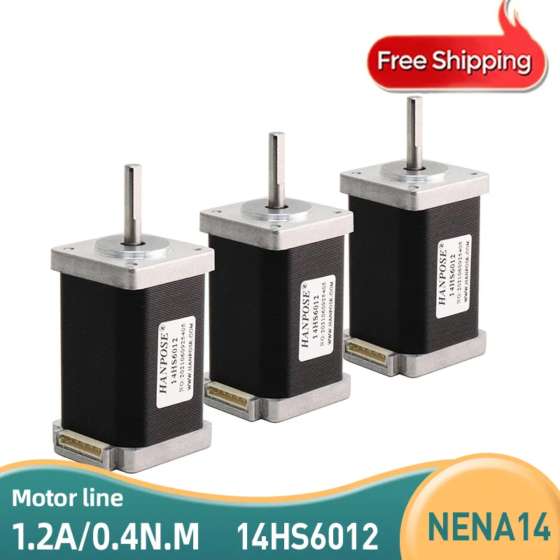 

3PCS Nema 14 Stepper Motor 60mm Nema14 Motor 0.40N.m 1.2A 4-Lead 14HS6012 Motor 1m Cable For 3D Printer CNC Motor Nema14