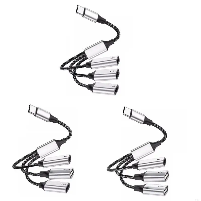 Y4ue Multiport USB C Hub 3 in 1タイプC USB2.0アダプター60W PD USB C Data +