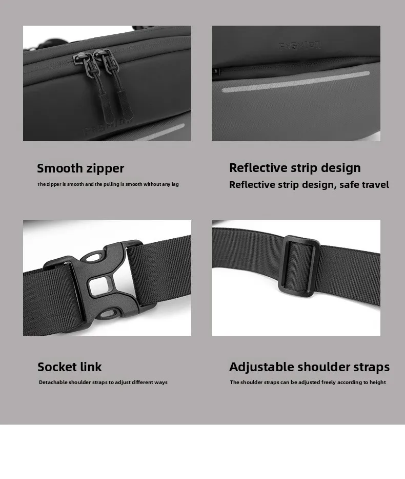New Men's Chest Bag, Outdoor Sports Travel Crossbody Bag, Fashionable and Simple Single-shoulder Bag, Casual Small Crossbody Bag