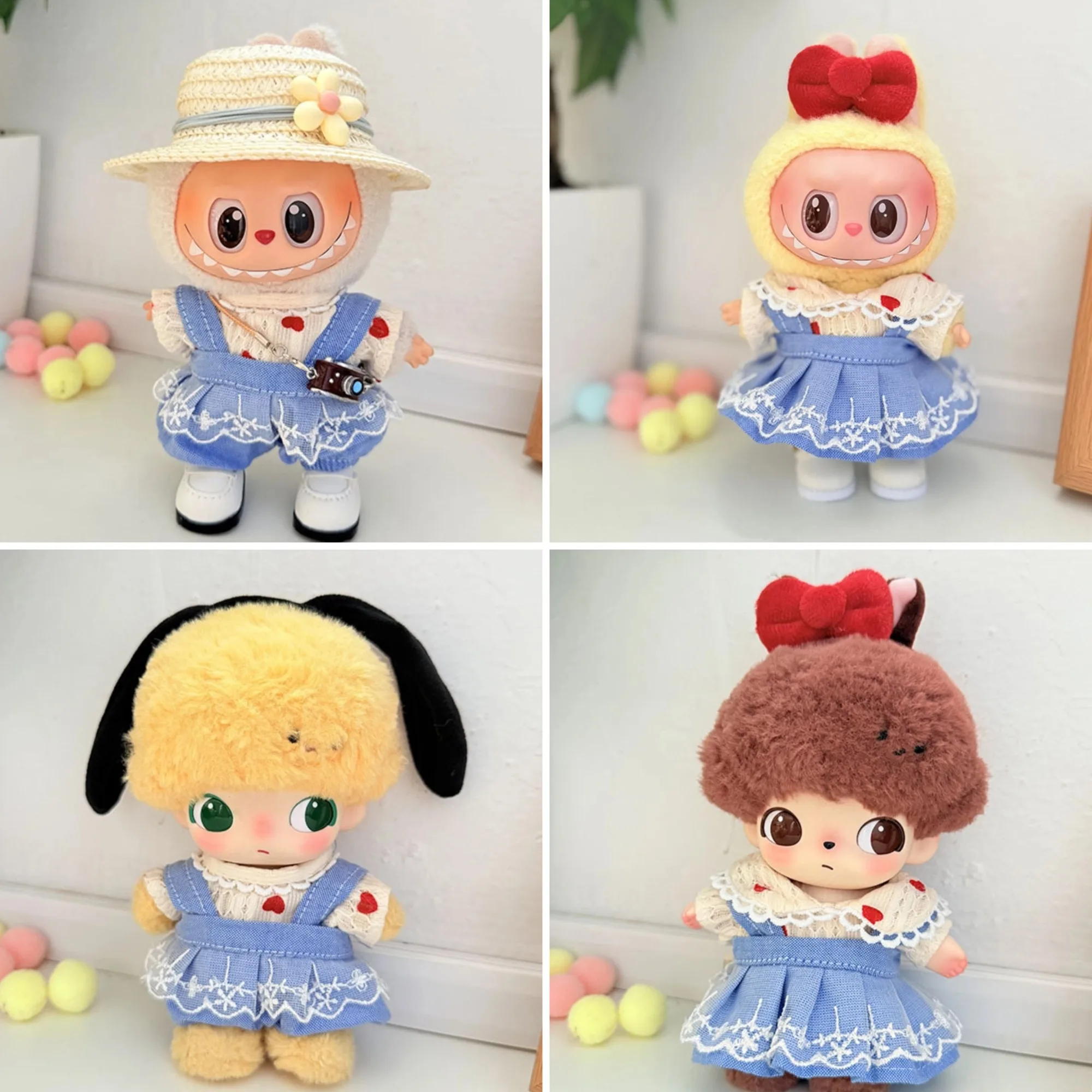 

1st-3rd Gen 15/17cm Labubu/ DIMOO Clothing Accessories Doll Outfits Sweet Lace Suspender Skirts Suspender Pants Couple Outfits