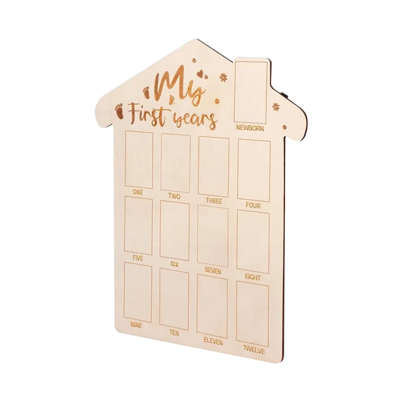 DELAM-Baby Monthly Milestone Cards, Wooden Monthly Milestone Cds - Newborn Photography Props To Record Your Baby's Growth Durabl