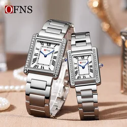 OFNS 1509 1520 Couple Sport Fashion Luxury gift Leather Stainless steel Wrist Watch Men's Women Girl Quartz Wristwatches