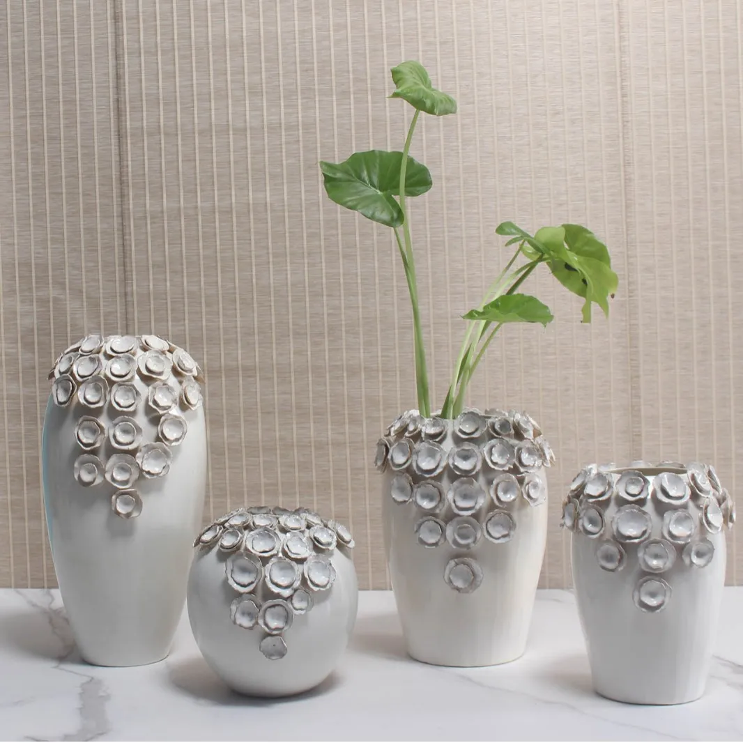 Modern simple handmade ceramic vase creative pinched flower living room hotel ornament