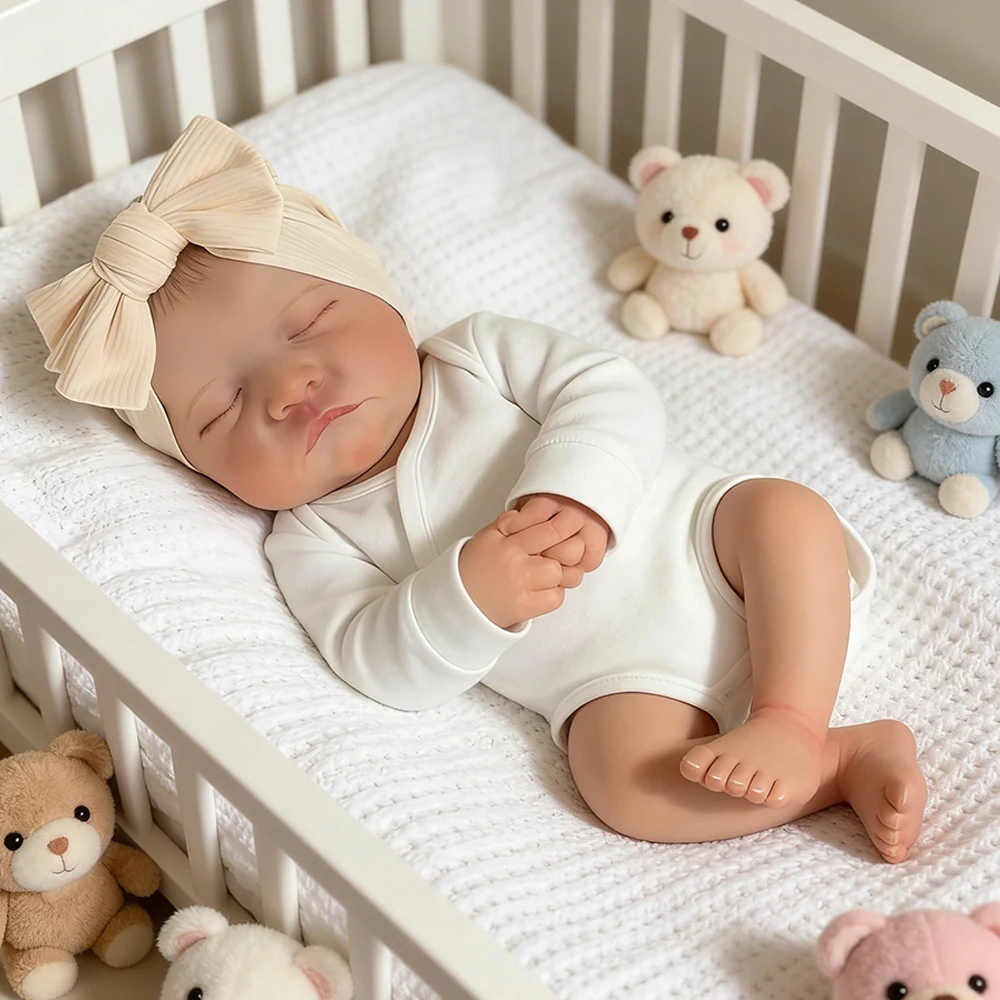 リアルなリボーンドール-18インチの本物そっくりの新生児の女の子人形、柔らかい重みのある体、3歳以上の子供向けの完全なリボーンギフトセット