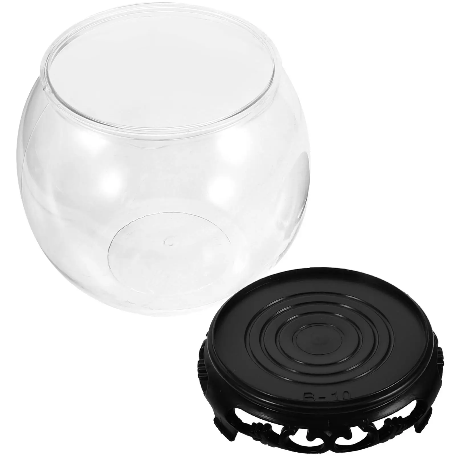 

2Pcs Plastic Fish Tank Globe Bowl Transparent Design Desk Decor 110C Pet Container Small Vase For Home Office Adornment