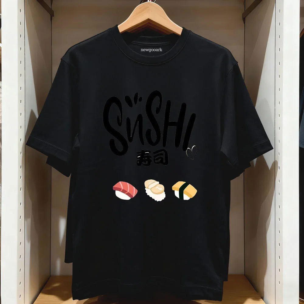 Vintage Retro Japanese Sushi Nigiri T Shirt Men Women Cute Food Character Print Tee Casual Short Sleeve Cotton Unisex Tops