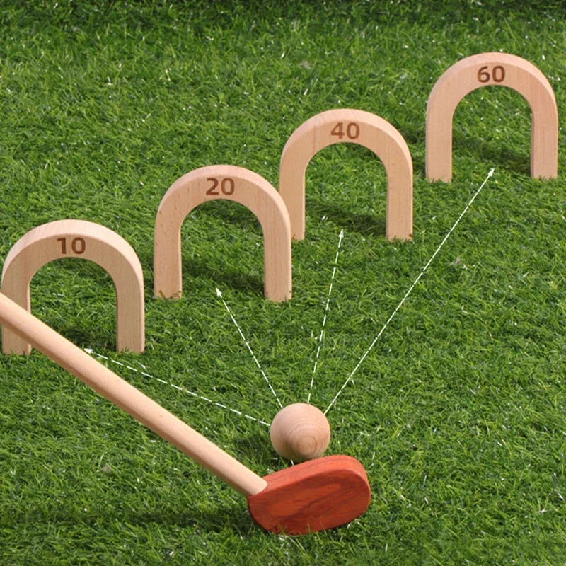 Gra sportowa dla dzieci Mini drewniana zabawka golfowa dla dzieci Mały klub imprezowy w domu Profesjonalny trening na świeżym powietrzu 1 zestaw