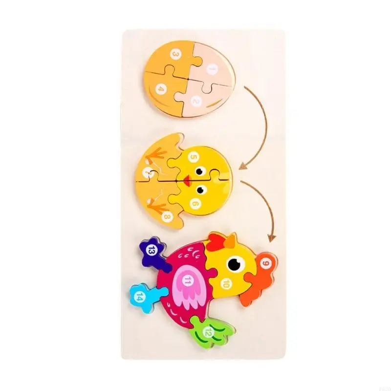 F62d Holz Tier Puzzle Wachstum Lernpuzzle Spielzeug für Vorschulkinder -Puzzlespiel Spielzeug für Kinder