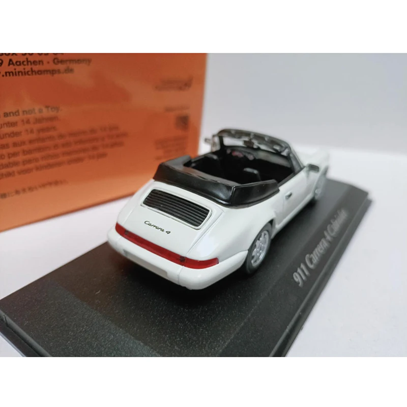 Minichamps 1/43 911 Carrera4 Cabrilet 1990 Liga Branca Modelo de Carro Esportivo Clássicos Adulto Lembrança Presente Exibição Estática